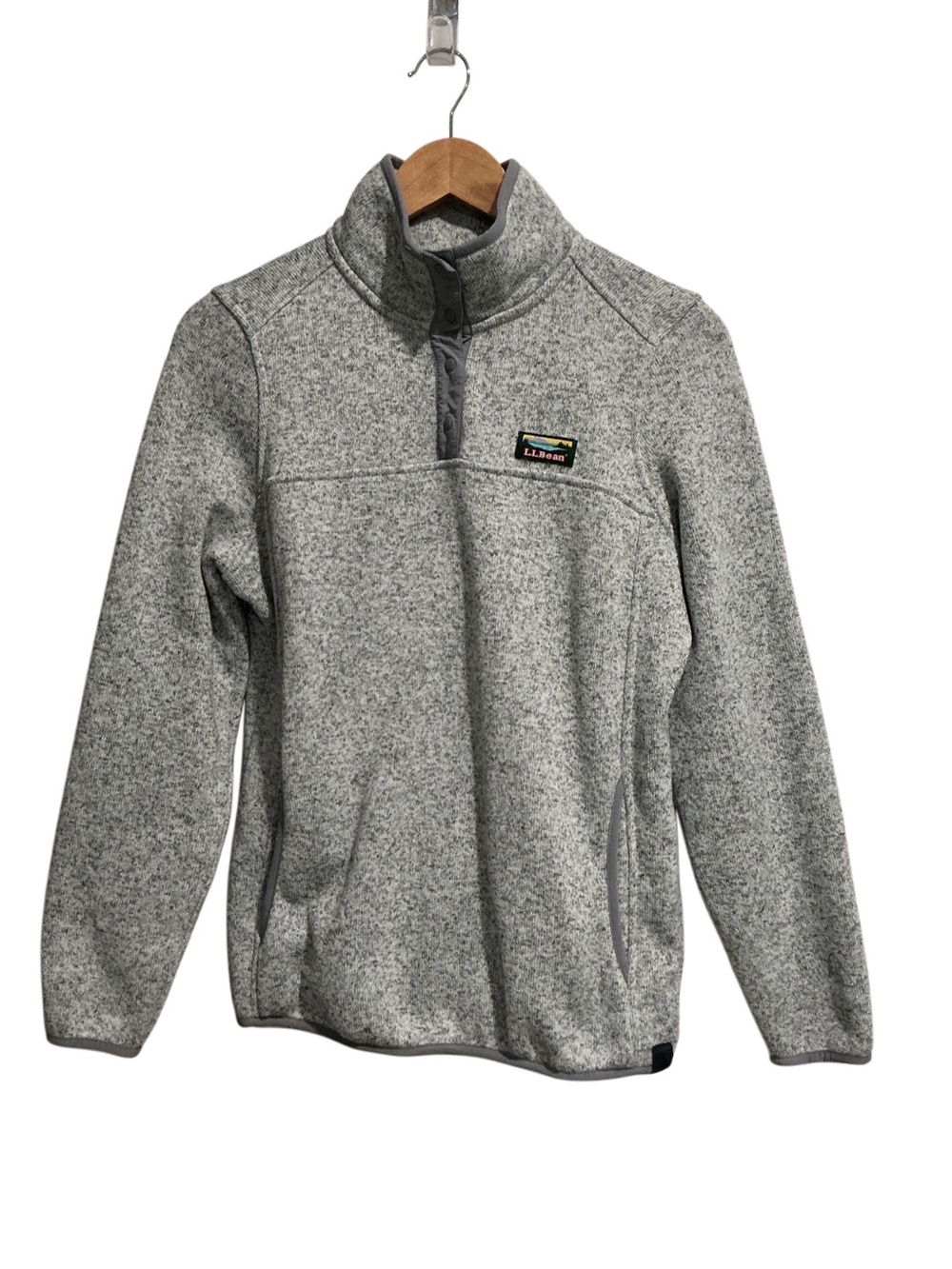 L.L. Bean Women’s Sweater Fleece Pullover Mock Neck Heather Gray